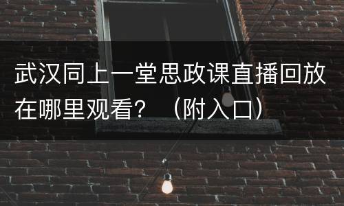武汉同上一堂思政课直播回放在哪里观看？（附入口）