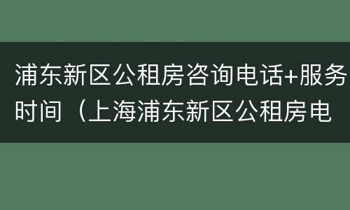 浦东新区公租房咨询电话+服务时间（上海浦东新区公租房电话咨询）