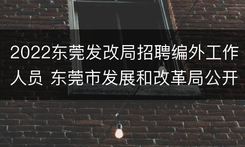 2022东莞发改局招聘编外工作人员 东莞市发展和改革局公开招聘编外工作人员公告