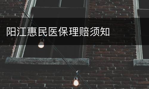 阳江惠民医保理赔须知