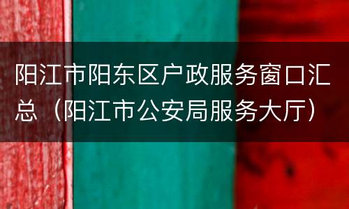 阳江市阳东区户政服务窗口汇总（阳江市公安局服务大厅）