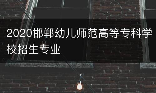 2020邯郸幼儿师范高等专科学校招生专业