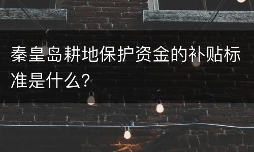 秦皇岛耕地保护资金的补贴标准是什么？