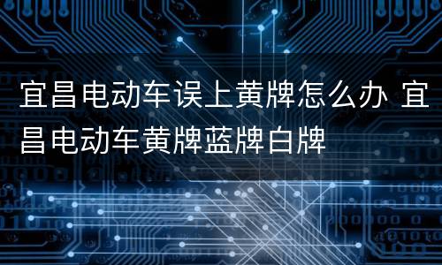 宜昌电动车误上黄牌怎么办 宜昌电动车黄牌蓝牌白牌