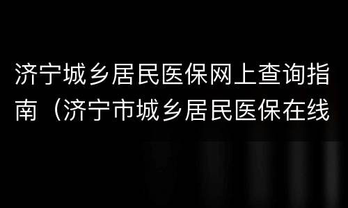 济宁城乡居民医保网上查询指南（济宁市城乡居民医保在线缴费）