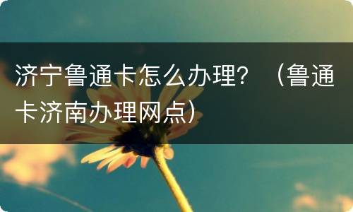 济宁鲁通卡怎么办理？（鲁通卡济南办理网点）