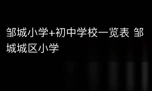 邹城小学+初中学校一览表 邹城城区小学