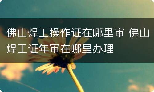 佛山焊工操作证在哪里审 佛山焊工证年审在哪里办理