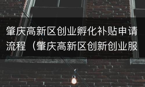 肇庆高新区创业孵化补贴申请流程（肇庆高新区创新创业服务中心）