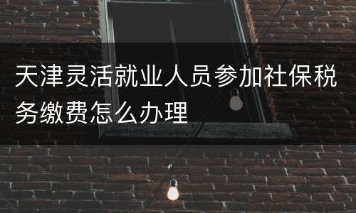天津灵活就业人员参加社保税务缴费怎么办理