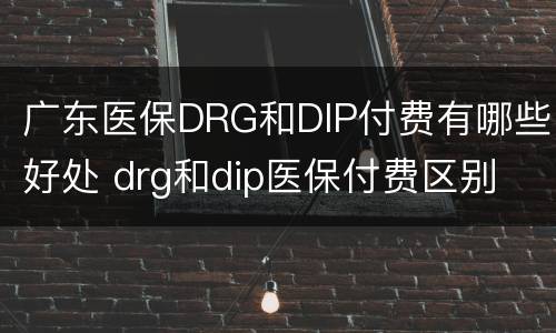 广东医保DRG和DIP付费有哪些好处 drg和dip医保付费区别