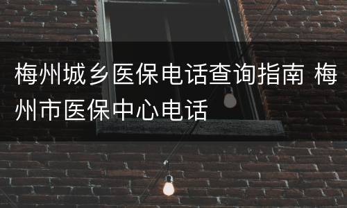 梅州城乡医保电话查询指南 梅州市医保中心电话
