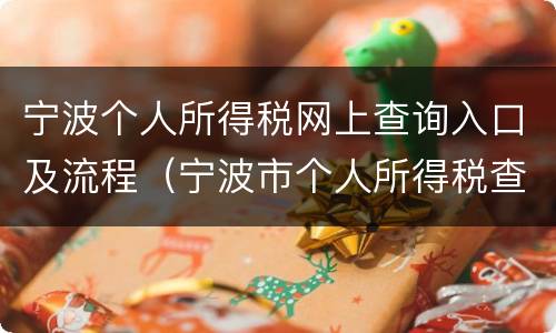 宁波个人所得税网上查询入口及流程（宁波市个人所得税查询电话）