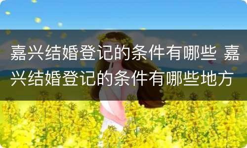 嘉兴结婚登记的条件有哪些 嘉兴结婚登记的条件有哪些地方