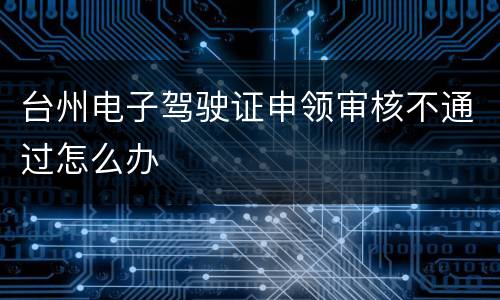 台州电子驾驶证申领审核不通过怎么办