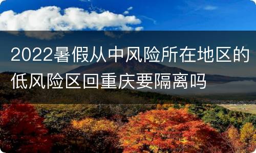 2022暑假从中风险所在地区的低风险区回重庆要隔离吗