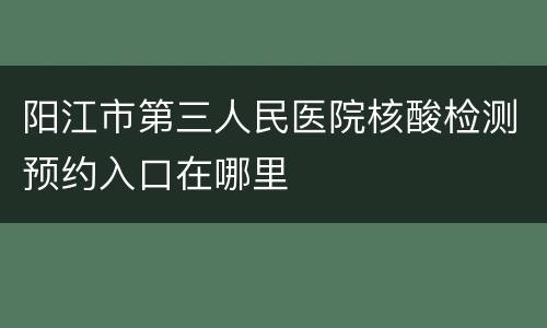 阳江市第三人民医院核酸检测预约入口在哪里