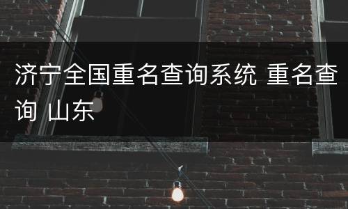 济宁全国重名查询系统 重名查询 山东