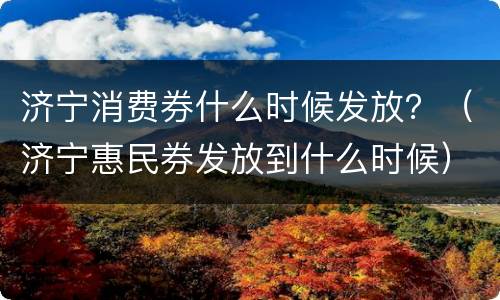 济宁消费券什么时候发放？（济宁惠民券发放到什么时候）