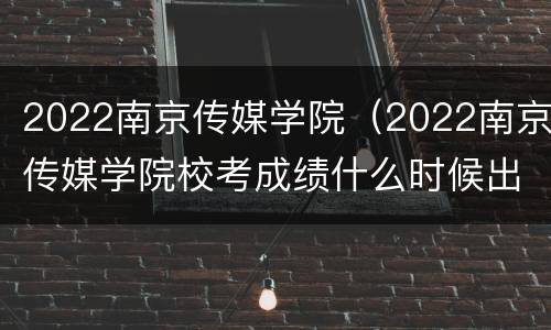 2022南京传媒学院（2022南京传媒学院校考成绩什么时候出来）