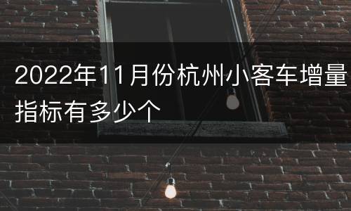 2022年11月份杭州小客车增量指标有多少个