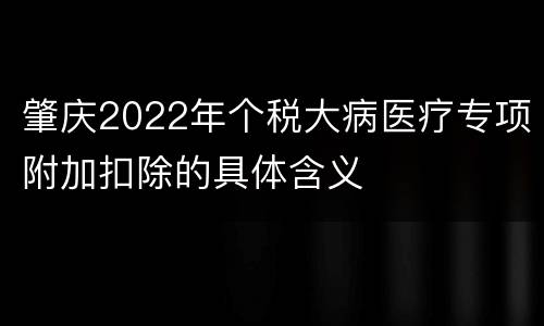 肇庆2022年个税大病医疗专项附加扣除的具体含义