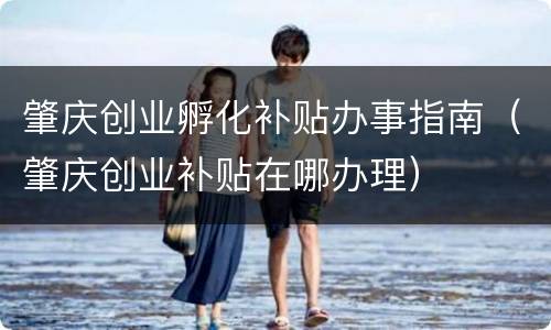 肇庆创业孵化补贴办事指南（肇庆创业补贴在哪办理）