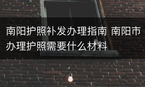 南阳护照补发办理指南 南阳市办理护照需要什么材料