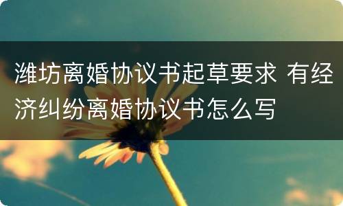 潍坊离婚协议书起草要求 有经济纠纷离婚协议书怎么写
