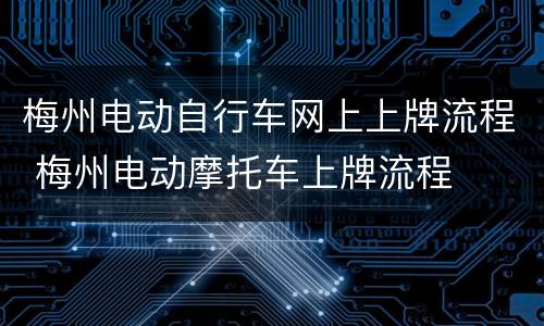 梅州电动自行车网上上牌流程 梅州电动摩托车上牌流程