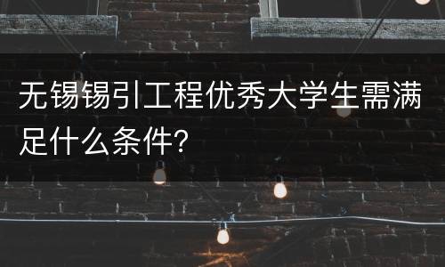 无锡锡引工程优秀大学生需满足什么条件？
