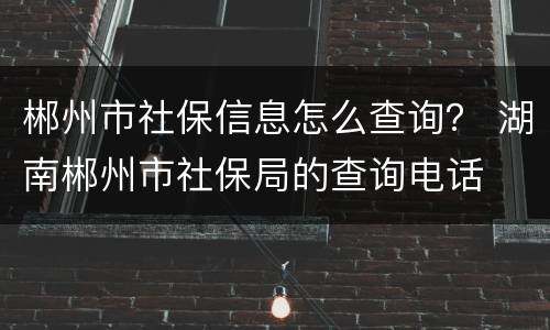 郴州市社保信息怎么查询？ 湖南郴州市社保局的查询电话