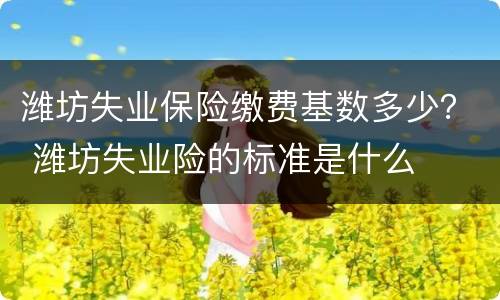 潍坊失业保险缴费基数多少？ 潍坊失业险的标准是什么