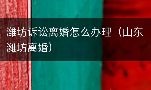 潍坊诉讼离婚怎么办理（山东潍坊离婚）