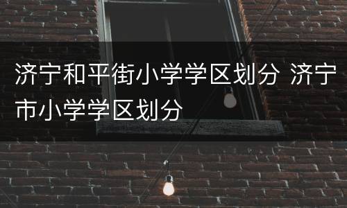 济宁和平街小学学区划分 济宁市小学学区划分