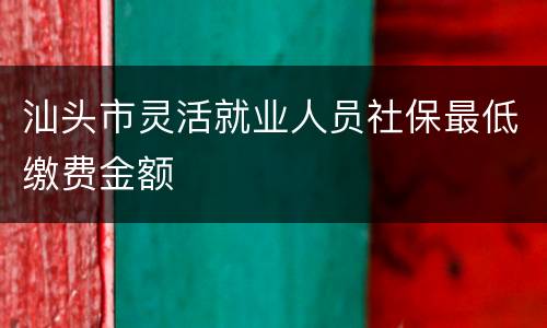 汕头市灵活就业人员社保最低缴费金额