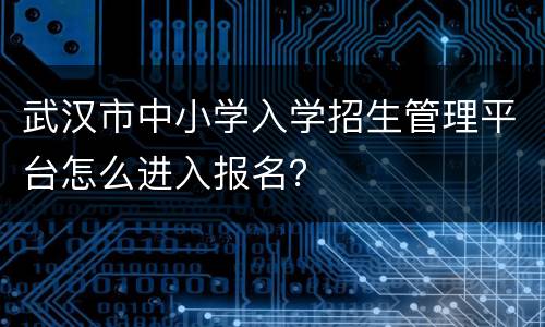 武汉市中小学入学招生管理平台怎么进入报名？