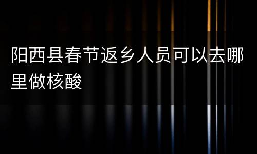 阳西县春节返乡人员可以去哪里做核酸