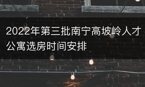 2022年第三批南宁高坡岭人才公寓选房时间安排