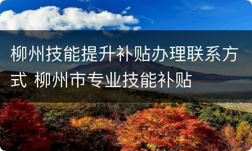 柳州技能提升补贴办理联系方式 柳州市专业技能补贴