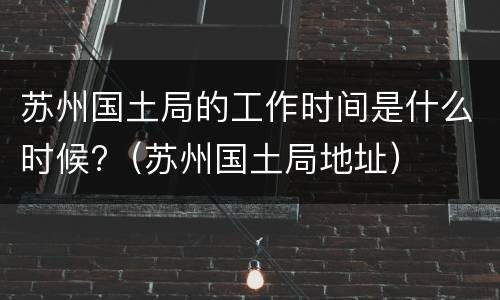 苏州国土局的工作时间是什么时候?（苏州国土局地址）