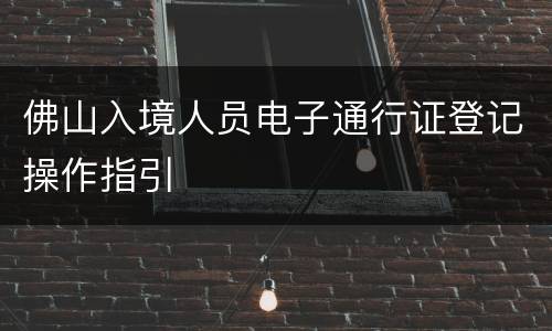 佛山入境人员电子通行证登记操作指引