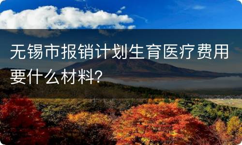 无锡市报销计划生育医疗费用要什么材料？