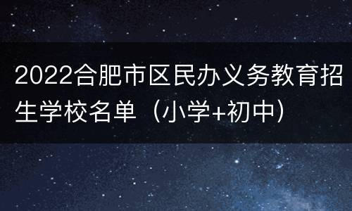 2022合肥市区民办义务教育招生学校名单（小学+初中）