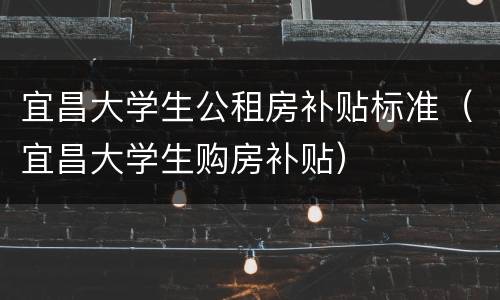 宜昌大学生公租房补贴标准（宜昌大学生购房补贴）