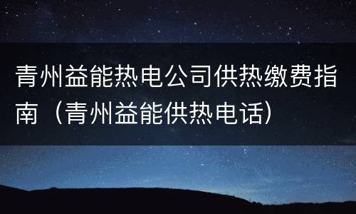 青州益能热电公司供热缴费指南（青州益能供热电话）