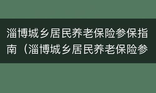 淄博城乡居民养老保险参保指南（淄博城乡居民养老保险参保指南电子版）