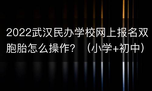 2022武汉民办学校网上报名双胞胎怎么操作？（小学+初中）