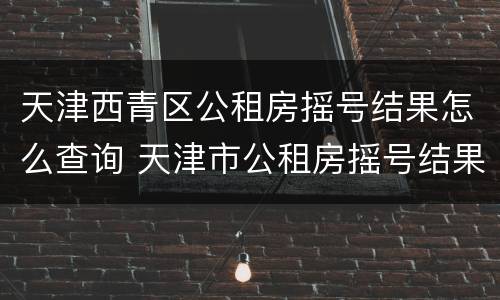 天津西青区公租房摇号结果怎么查询 天津市公租房摇号结果查询