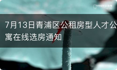 7月13日青浦区公租房型人才公寓在线选房通知